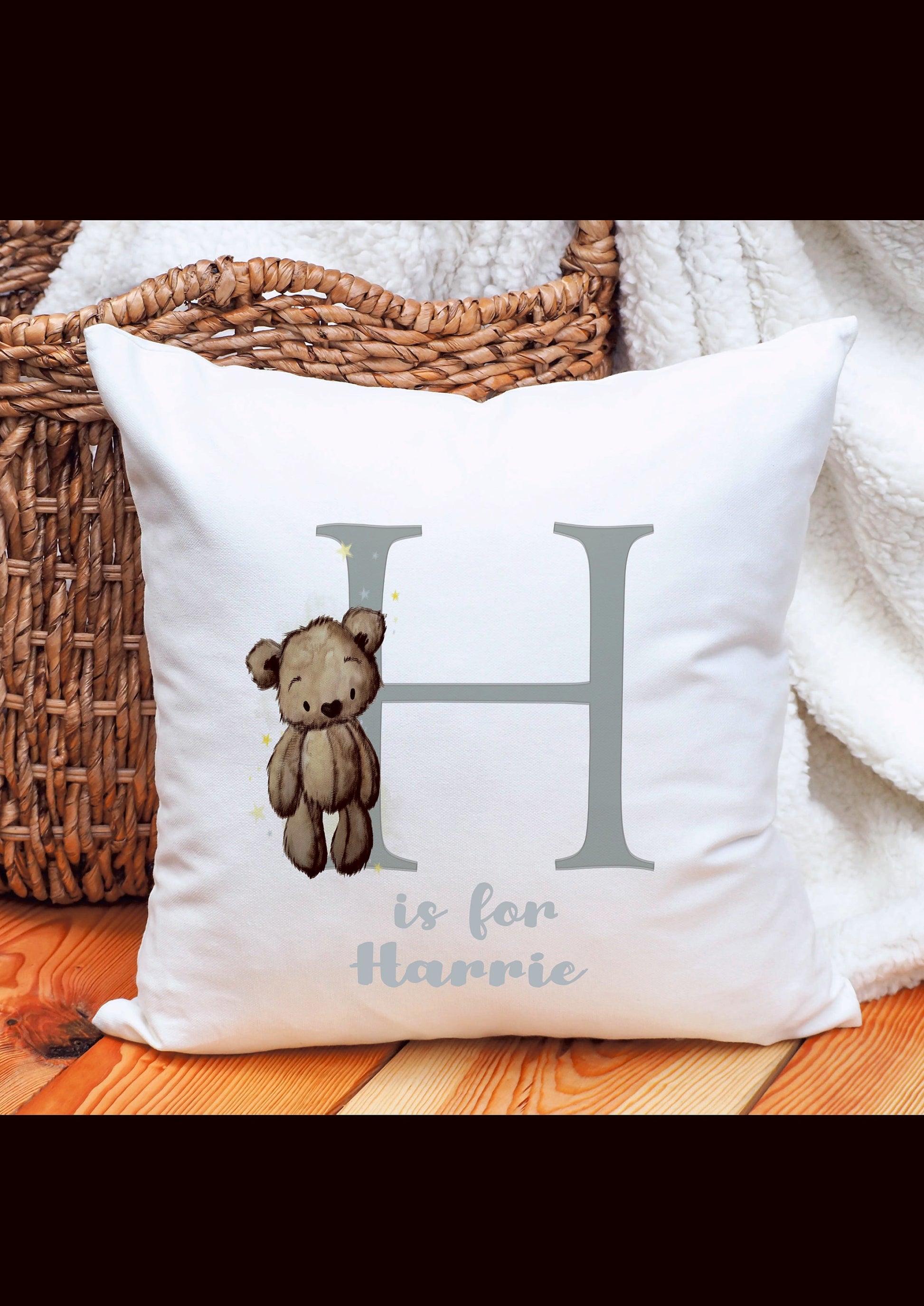 New Baby Gift, Baby Teddy Gift, Initial Baby Baby Gift, Teddy Bear Cushion Gift, Monogram Teddy Baby Girl, Baby Boy Gift