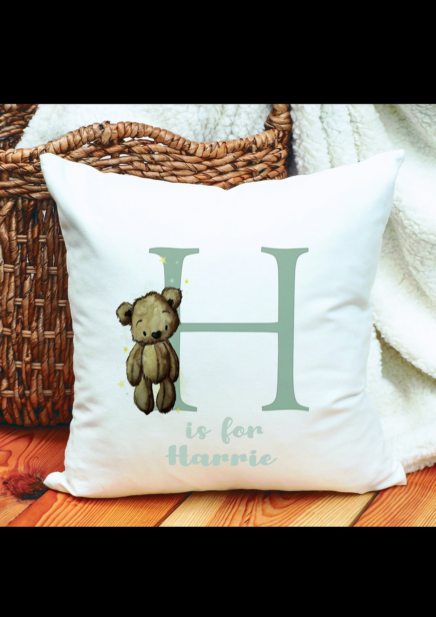 New Baby Gift, Baby Teddy Gift, Initial Baby Baby Gift, Teddy Bear Cushion Gift, Monogram Teddy Baby Girl, Baby Boy Gift