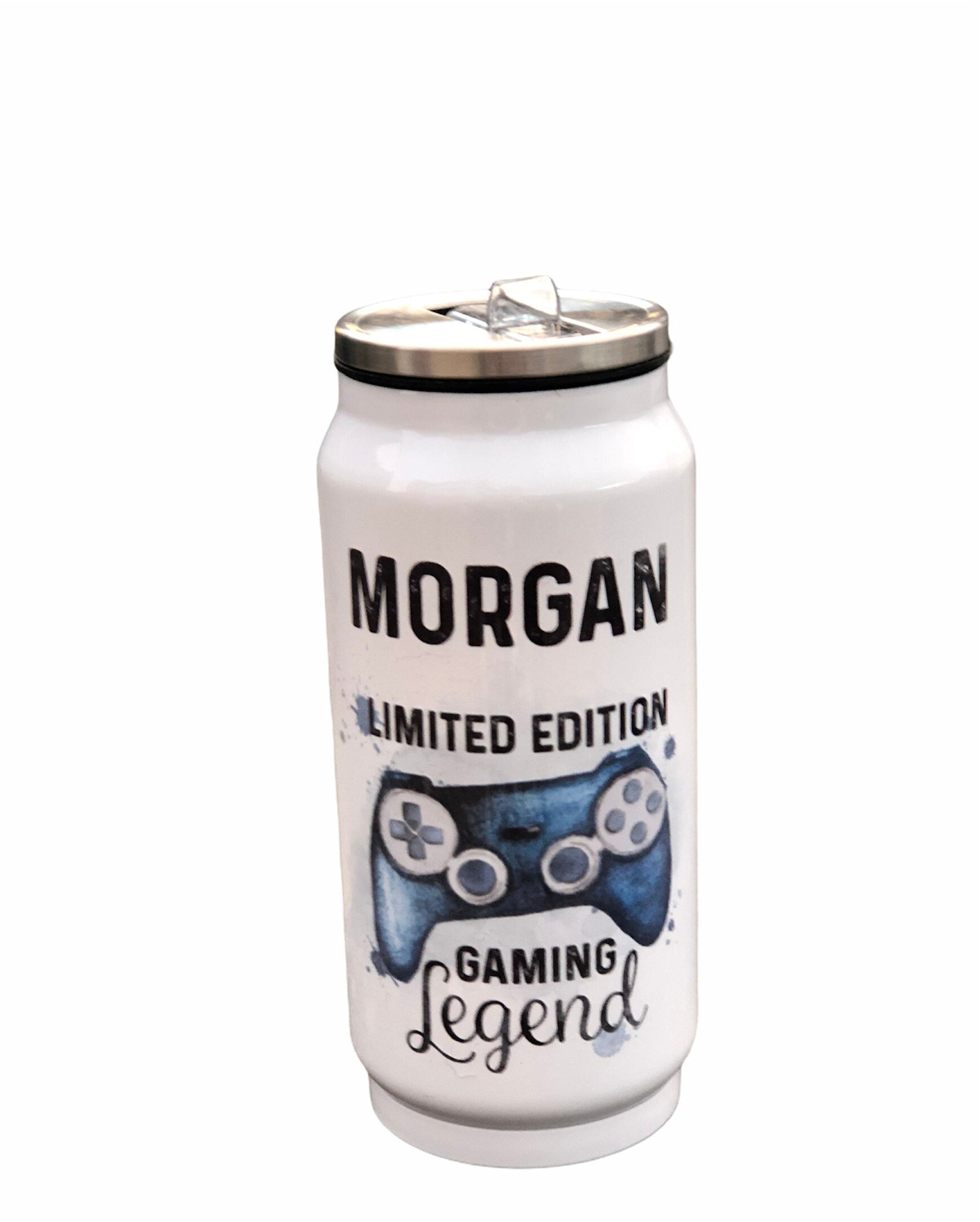 Gaming Legend Drinks Bottle, Personalised Coke Can Drinks Bottle For Gamers, Gamer Drinks Bottle, Coke Can Style Drinks Bottle With Straw