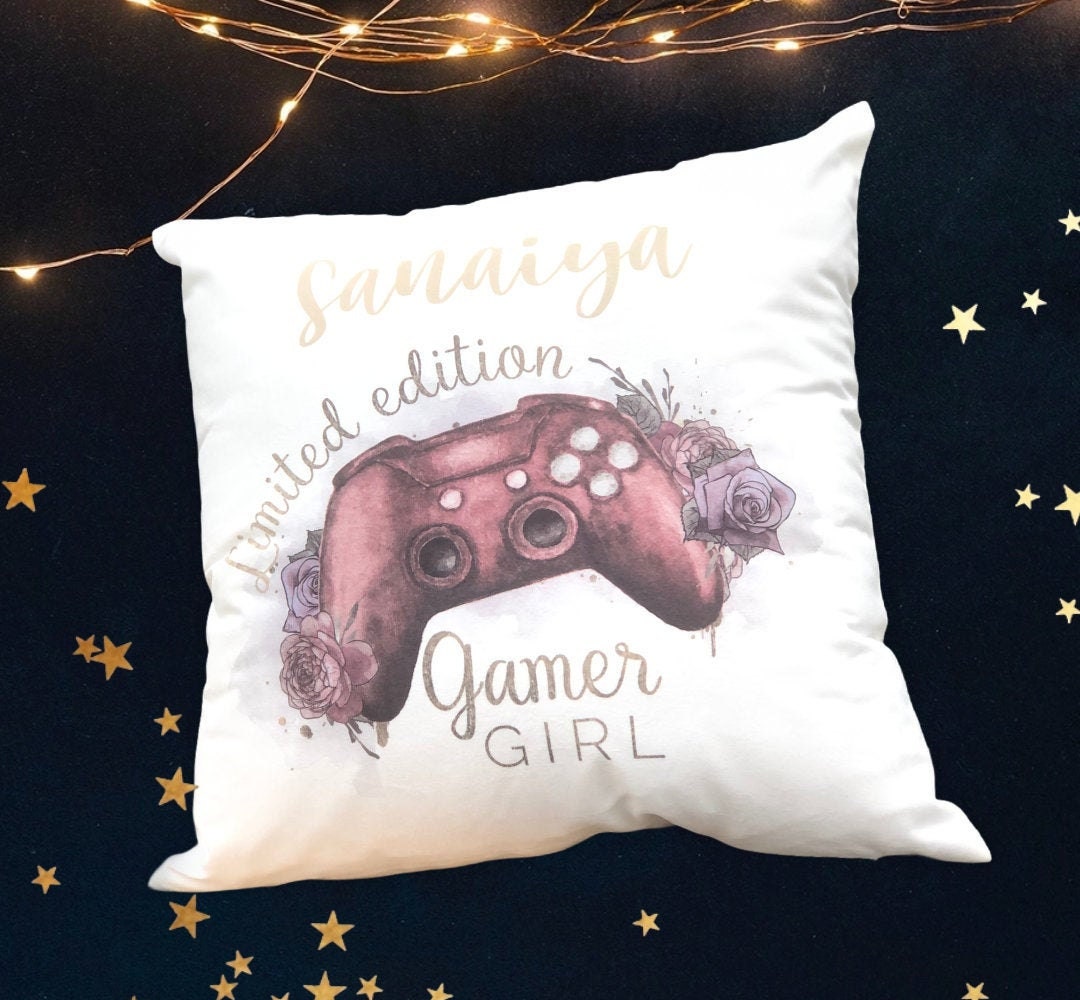 Gamer Girl Cushion, Gamer Girl Gifts, Personalised Gift For Gaming Addicts, Gifts For Her