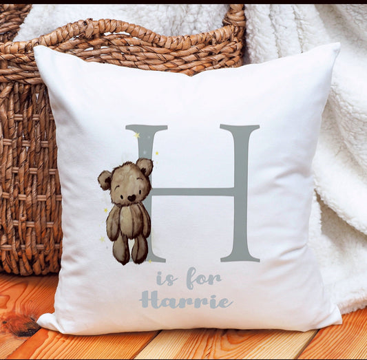 New Baby Gift, Baby Teddy Gift, Initial Baby Baby Gift, Teddy Bear Cushion Gift, Monogram Teddy Baby Girl, Baby Boy Gift