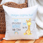 New Baby Gift, Birth Detailed Cushion, Personalised New Baby Birth Giraffe design