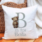 Personalised Teddy Initial Cushion Gift, New Baby Gift, Teddy Bear Personalised New Baby Gift, Soft Cushion Gift