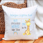 New Baby Gift, Birth Detailed Cushion, Personalised New Baby Birth Giraffe design