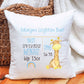 New Baby Gift, Birth Detailed Cushion, Personalised New Baby Birth Giraffe design