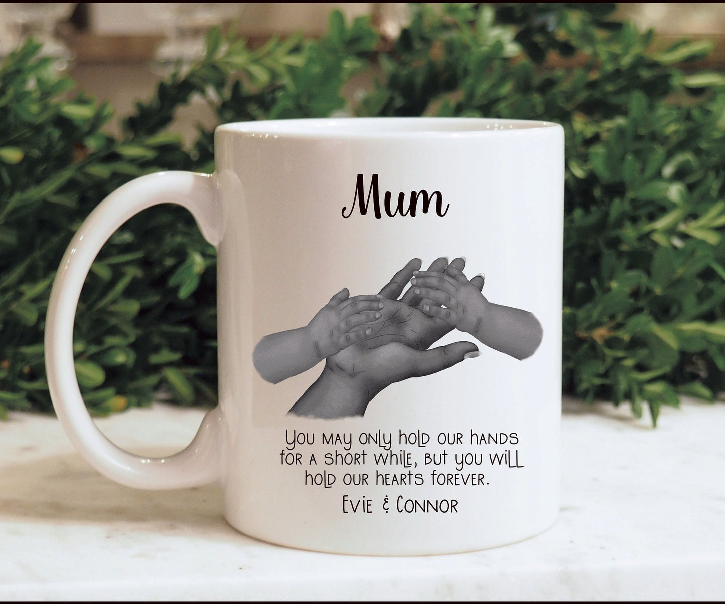 Mum Mothers Day Mug Set, Grandkids Gift For Mother's Day, Personalised Family Hands Mug For Nana, For Grandma, For Mamgu