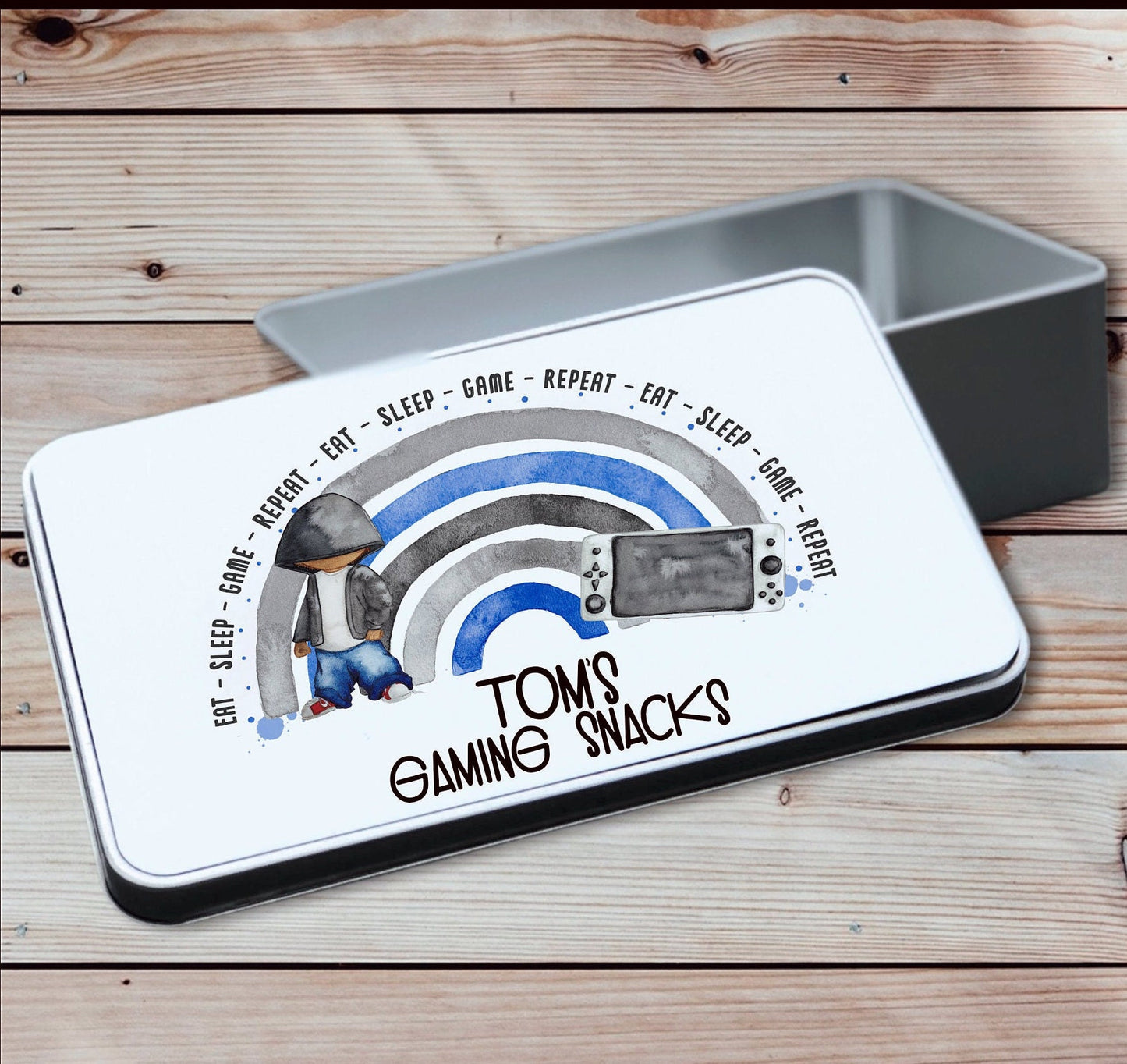 Boy Gaming Legend Gift, Personalised Gamer Storage Tin, Boy Gamer Treat Tin, Children's Gaming Treats, Gamer storage tin, Gamer Snack,