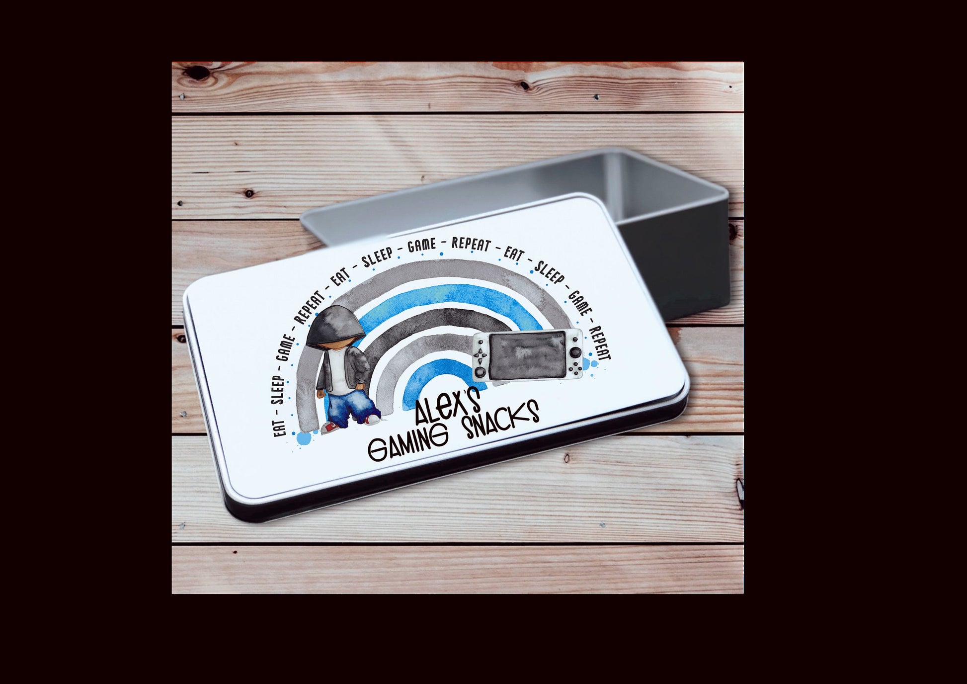 Boy Gaming Legend Gift, Personalised Gamer Storage Tin, Boy Gamer Treat Tin, Children's Gaming Treats, Gamer storage tin, Gamer Snack,