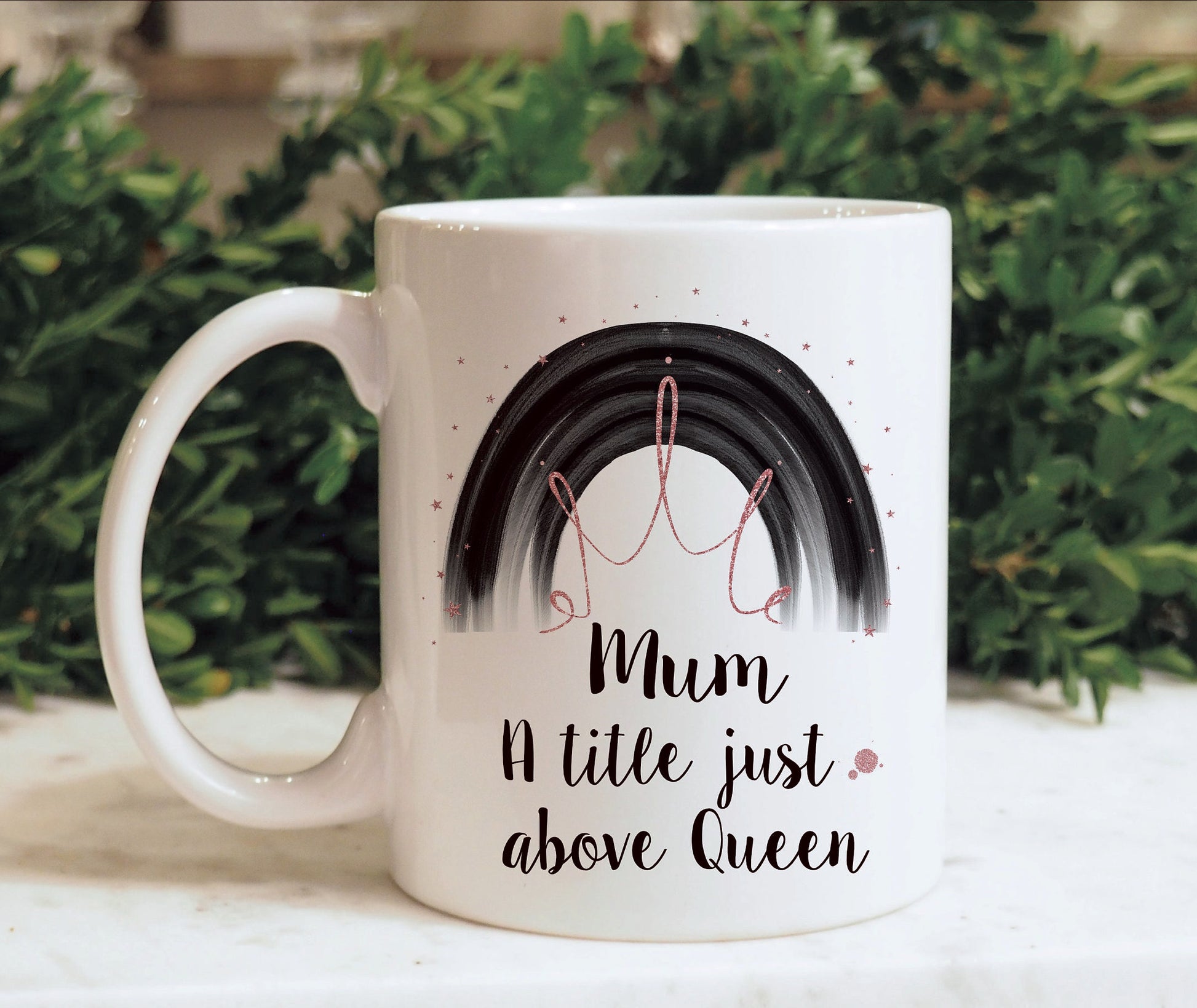 Mum A Title Just Above Queen Mug, Personalised Mum Mug Gift Set, Mothers Day Gift