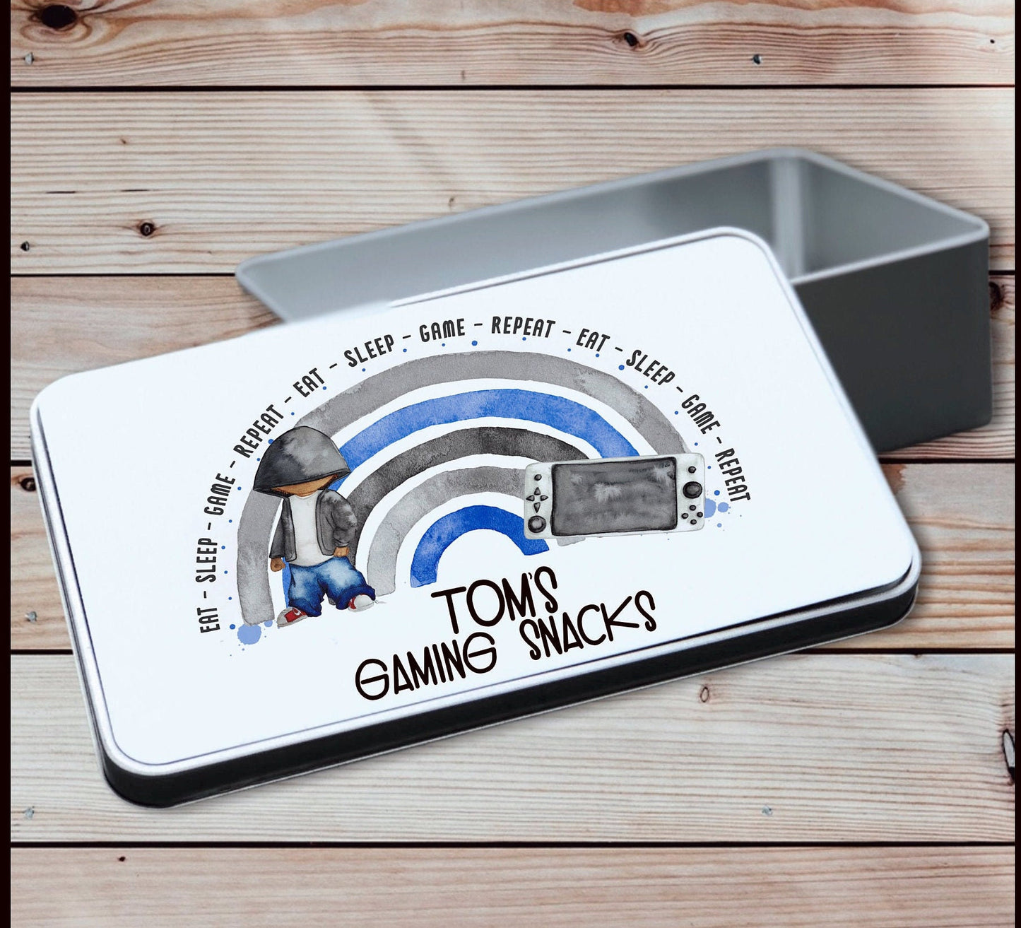 Boy Gaming Legend Gift, Personalised Gamer Storage Tin, Boy Gamer Treat Tin, Children's Gaming Treats, Gamer storage tin, Gamer Snack,