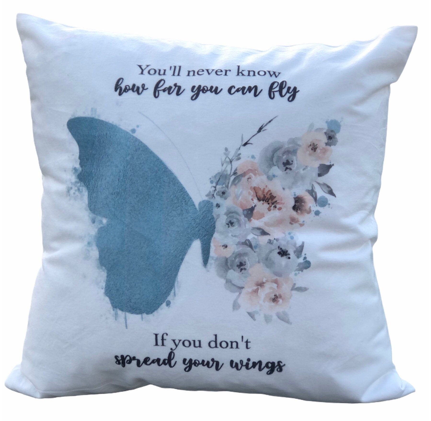 Butterfly Cushion Gift, You’ll Never Know How Far You Can Fly, Motivational Gift