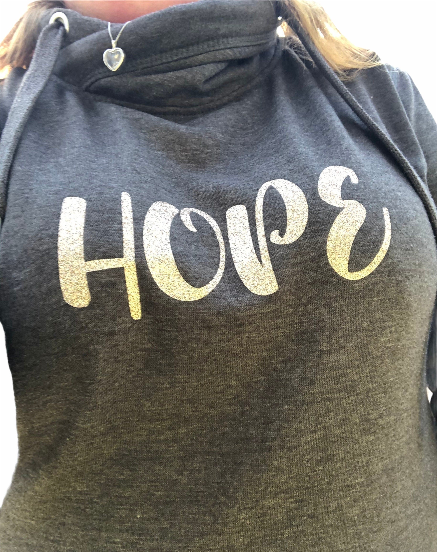 Hope Cowl Neck Hoodie, Cross Over Hoodie, Cowl Neck Hoody, Hope Hoody, Personalised Hoodies
