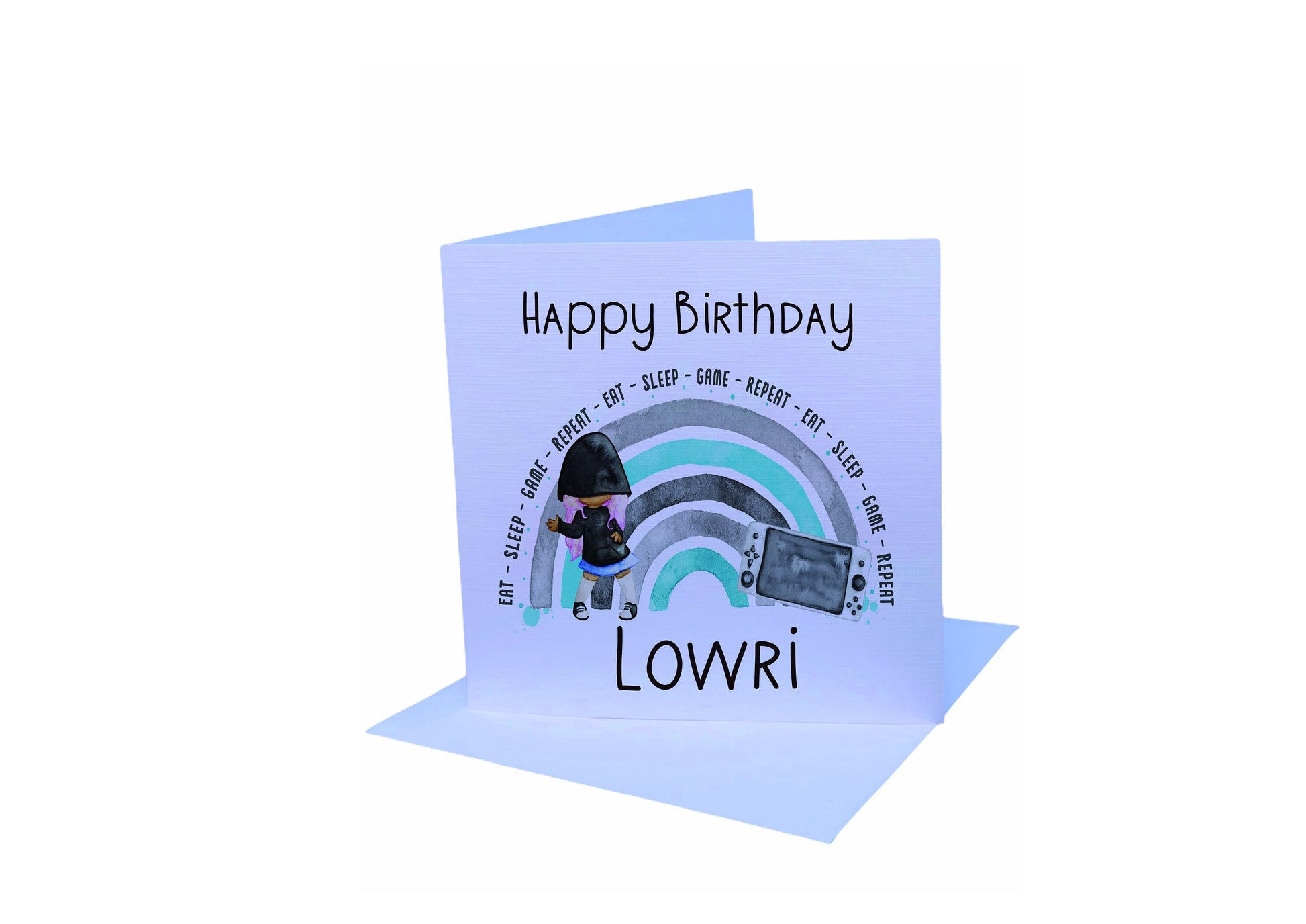 Gamer Girl Birthday Card, Girl Birthday Card,, Personalised Birthday Card, Birthday Card For Her, Gamer Girl Rainbow Birthday Card