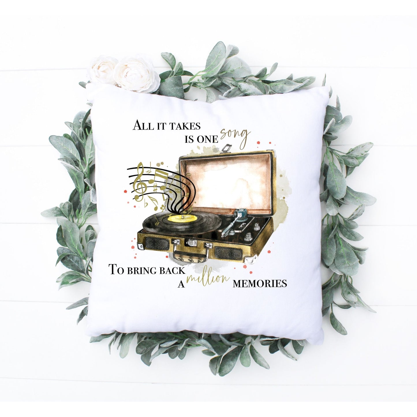 Music Player Gift, Record Player Cushion Gift, Personalised Cushion Gift, LP Player Cushion Gift