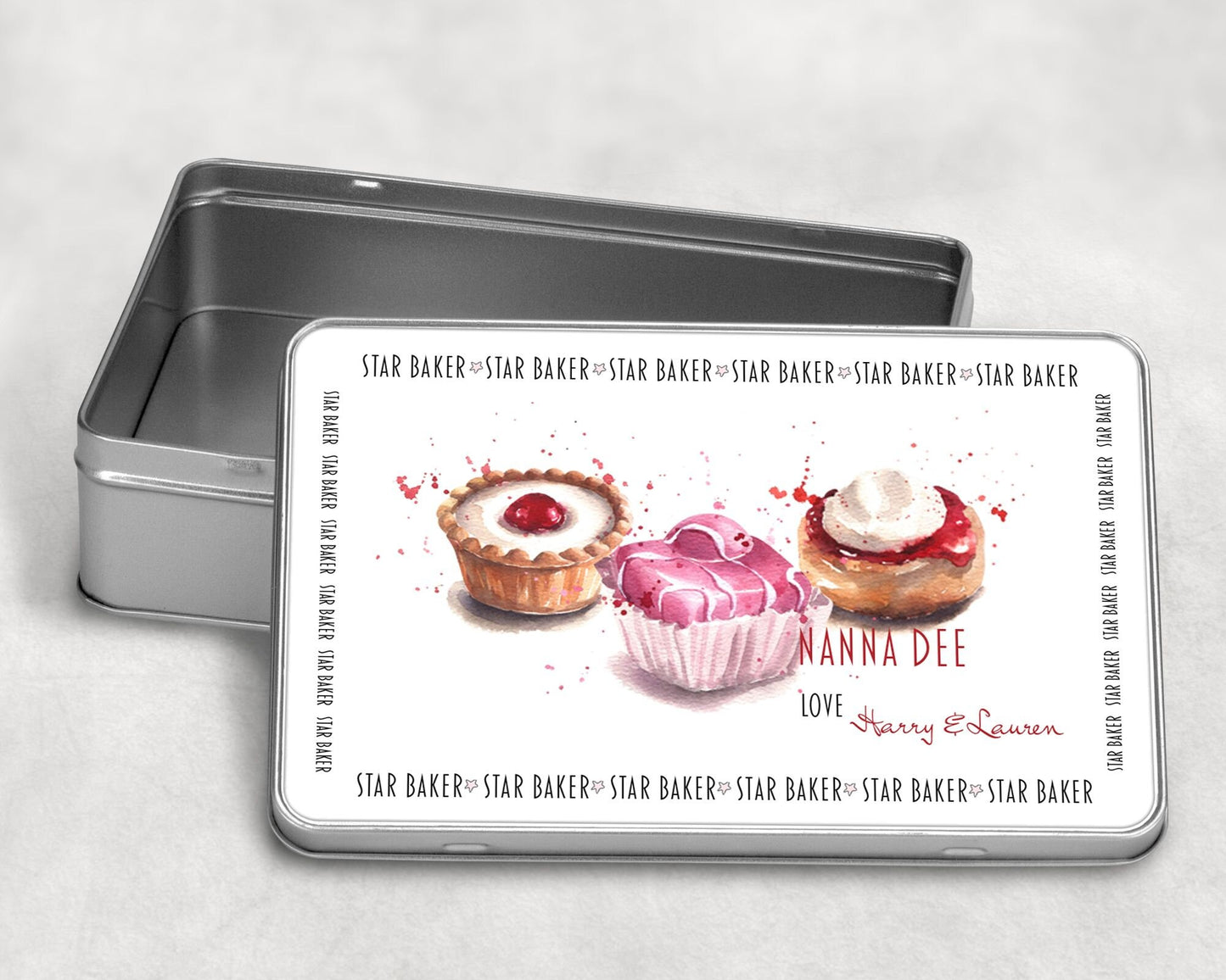 Personalised Cake Tin Baker Gift, Metal Storage Tin, Kitchen gift, Cute Little Cake Tin, Granny's Tin of Cakes, Mother's Day Gift