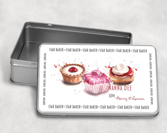 Personalised Cake Tin Baker Gift, Metal Storage Tin, Kitchen gift, Cute Little Cake Tin, Granny's Tin of Cakes, Mother's Day Gift