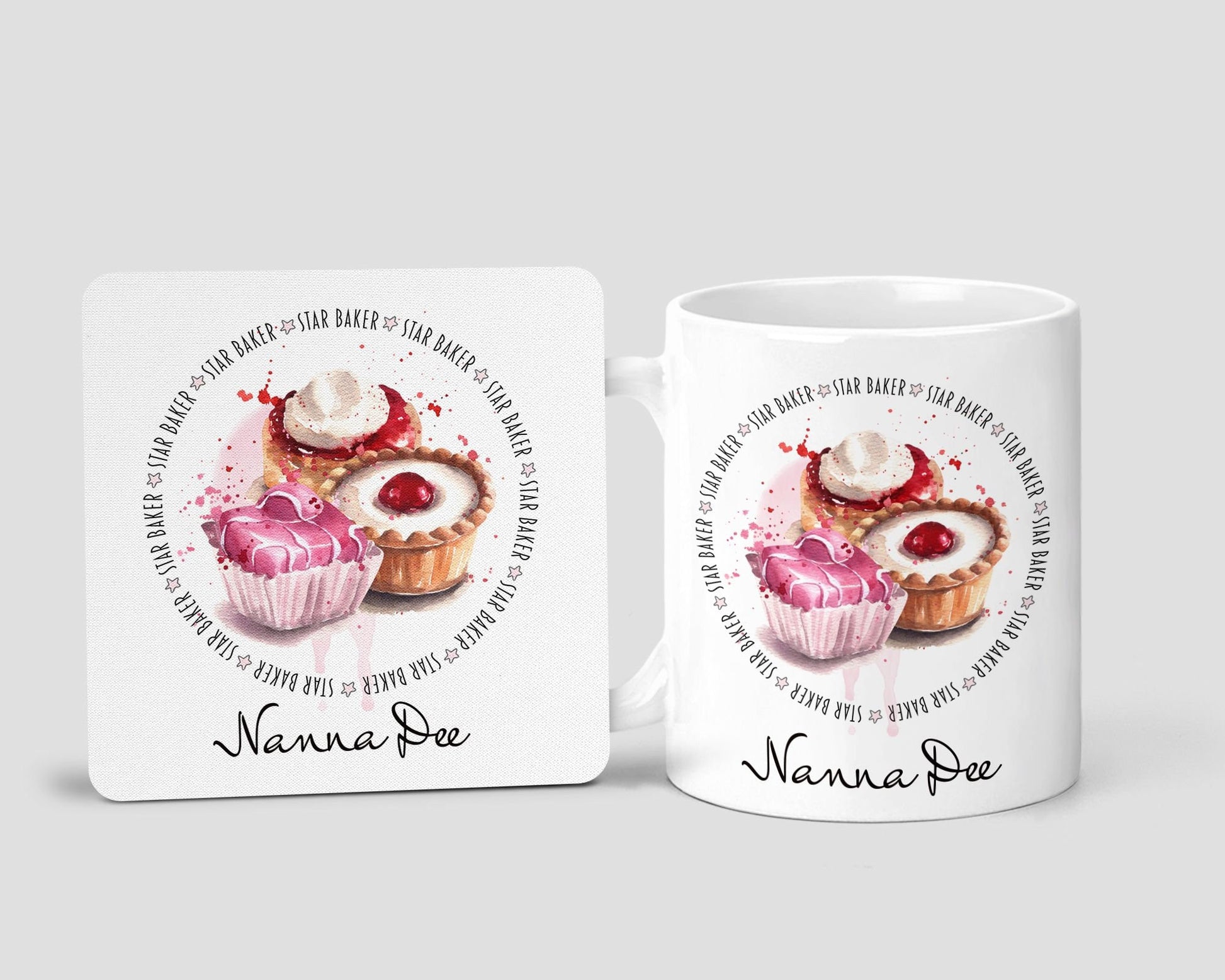 Cake Mug and Coaster Set, Treat for Nanna, Granny Cake Mug, Baker Mug Set,