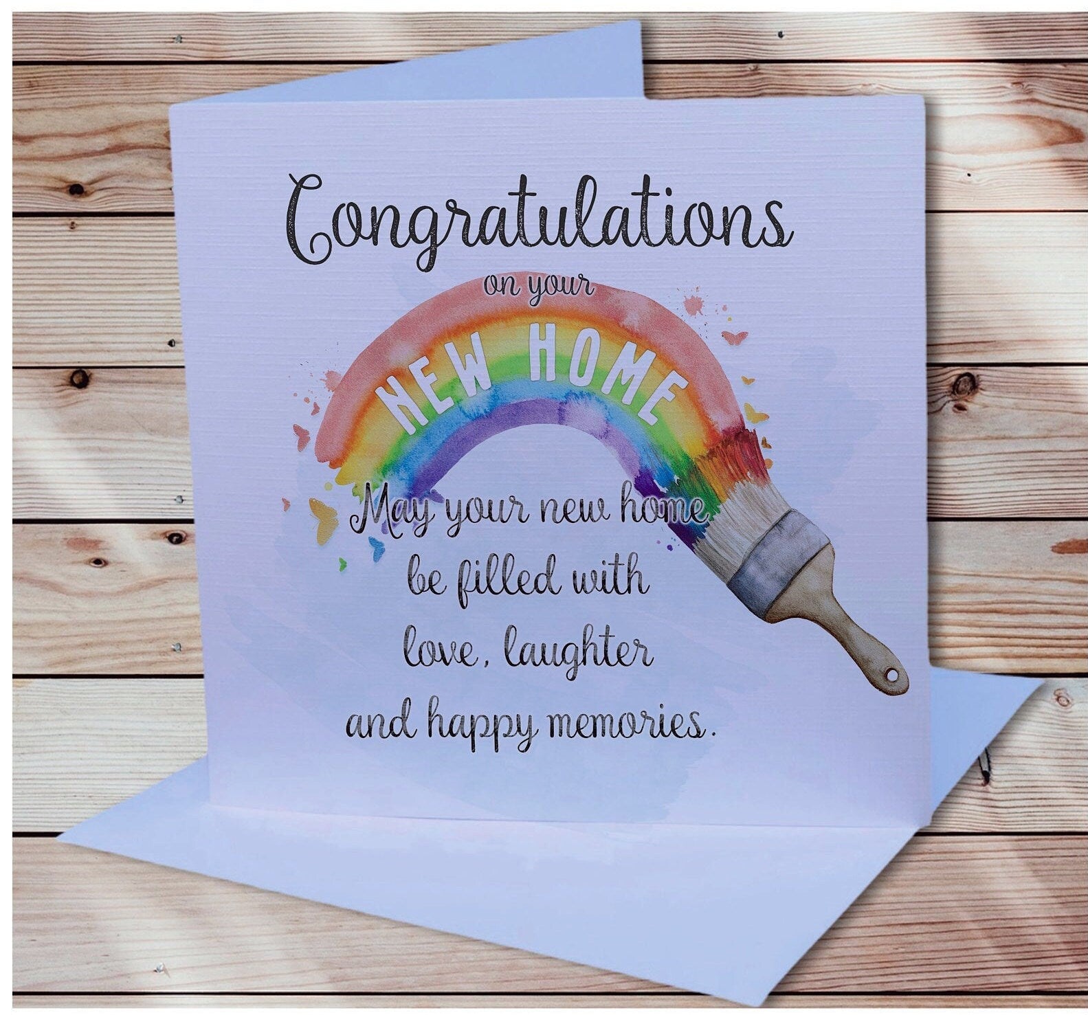 New Home Card, Personalised New Home Card, Greeting Card, Rainbow Design New Home Card, Congratulations Card