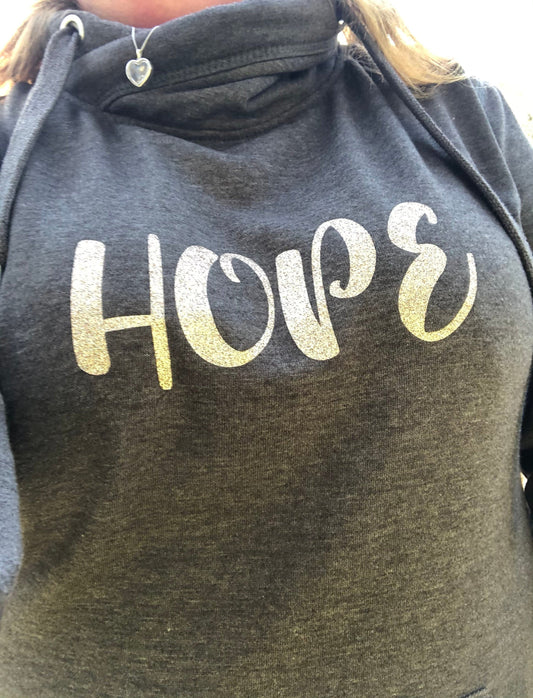 Hope Cowl Neck Hoodie, Cross Over Hoodie, Cowl Neck Hoody, Hope Hoody, Personalised Hoodies