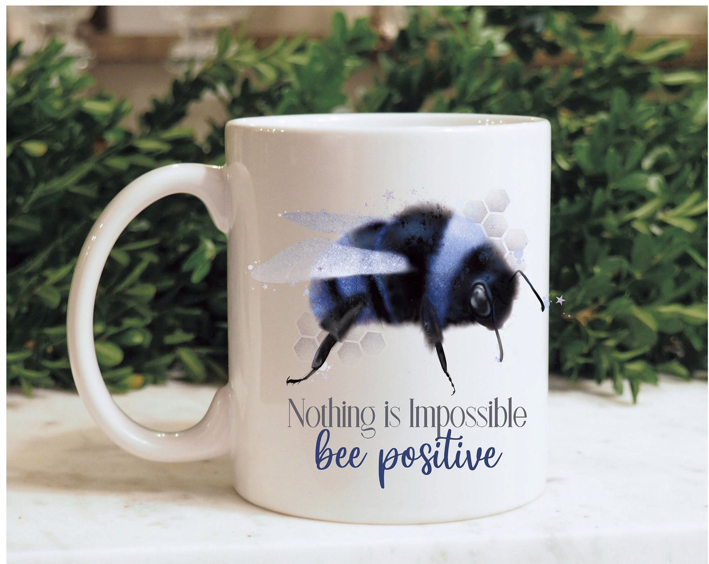 Bee Positive Mug, Motivational Bee Mug, Positivity Gift Set, Mug And Coaster Set
