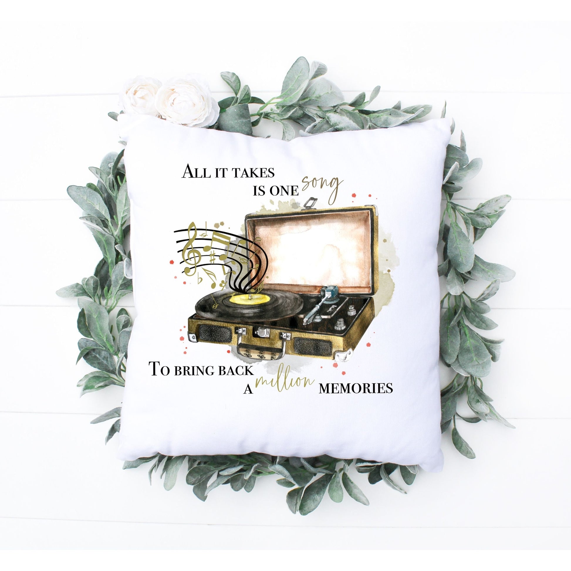 Music Player Gift, Record Player Cushion Gift, Personalised Cushion Gift, LP Player Cushion Gift