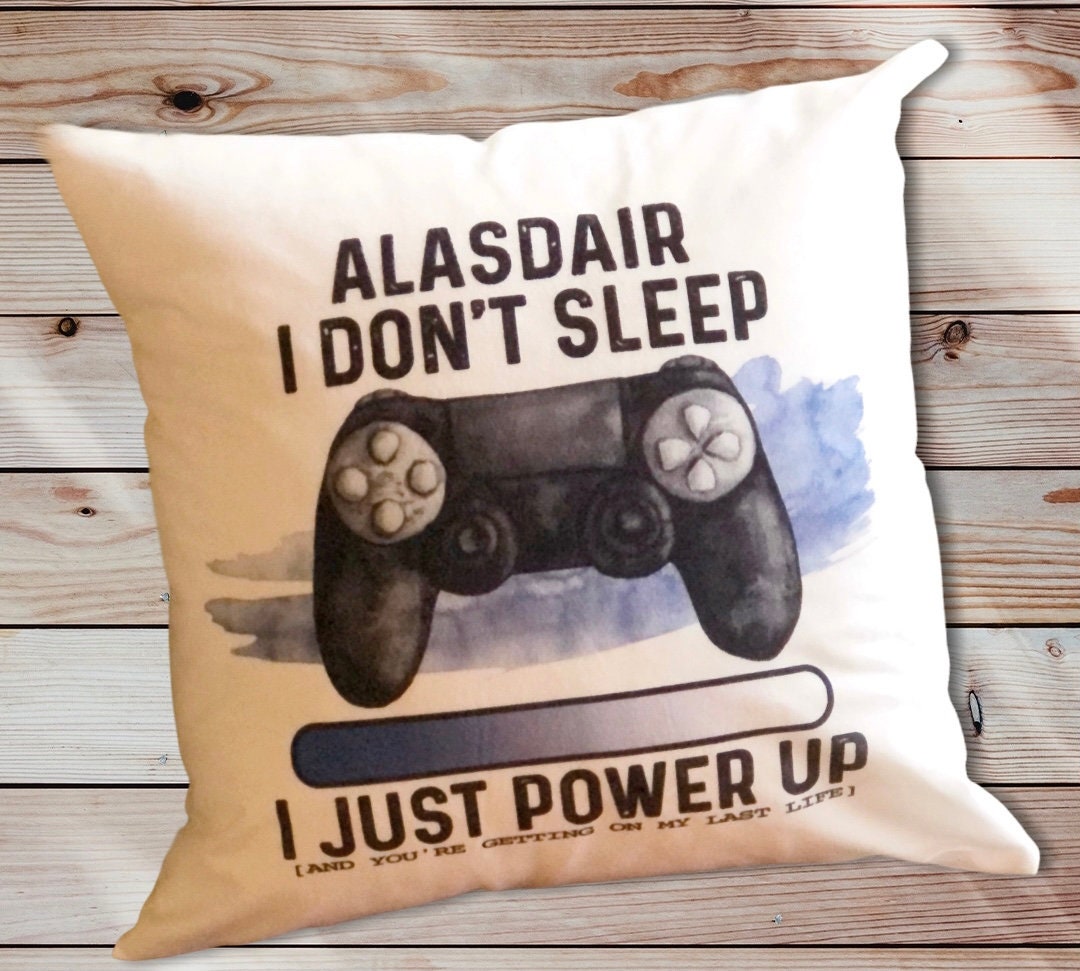 Gamer Gift, Personalised Gamer Cushion, Teenager Gift, Gamer Gift, Boyfriend Gift, Gift For Him, Page Boy Gift, Sleep, Eat, Game and Repeat