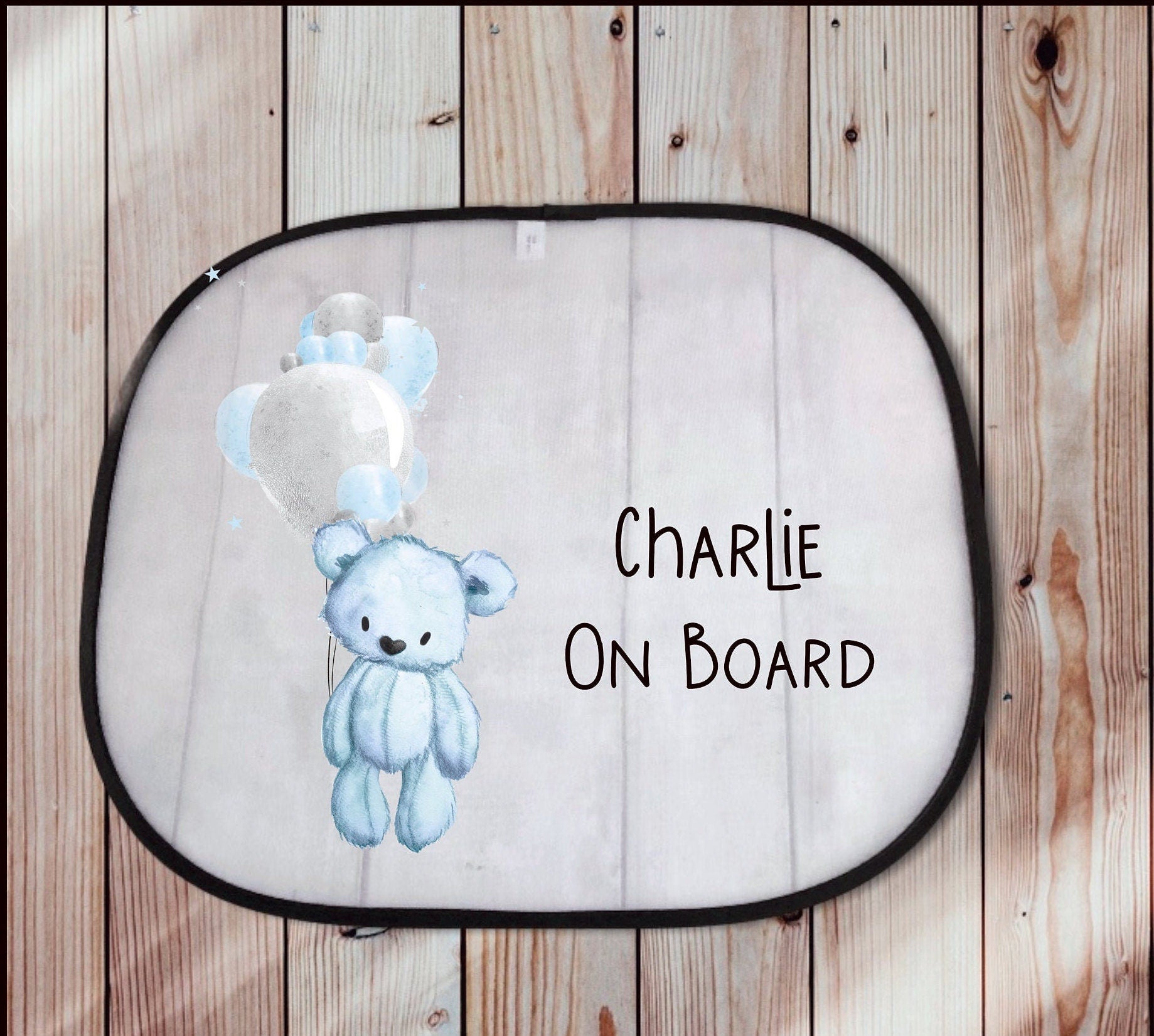 Car Sun Shade, Personalised Car Sun Visor, Balloon Bear Design