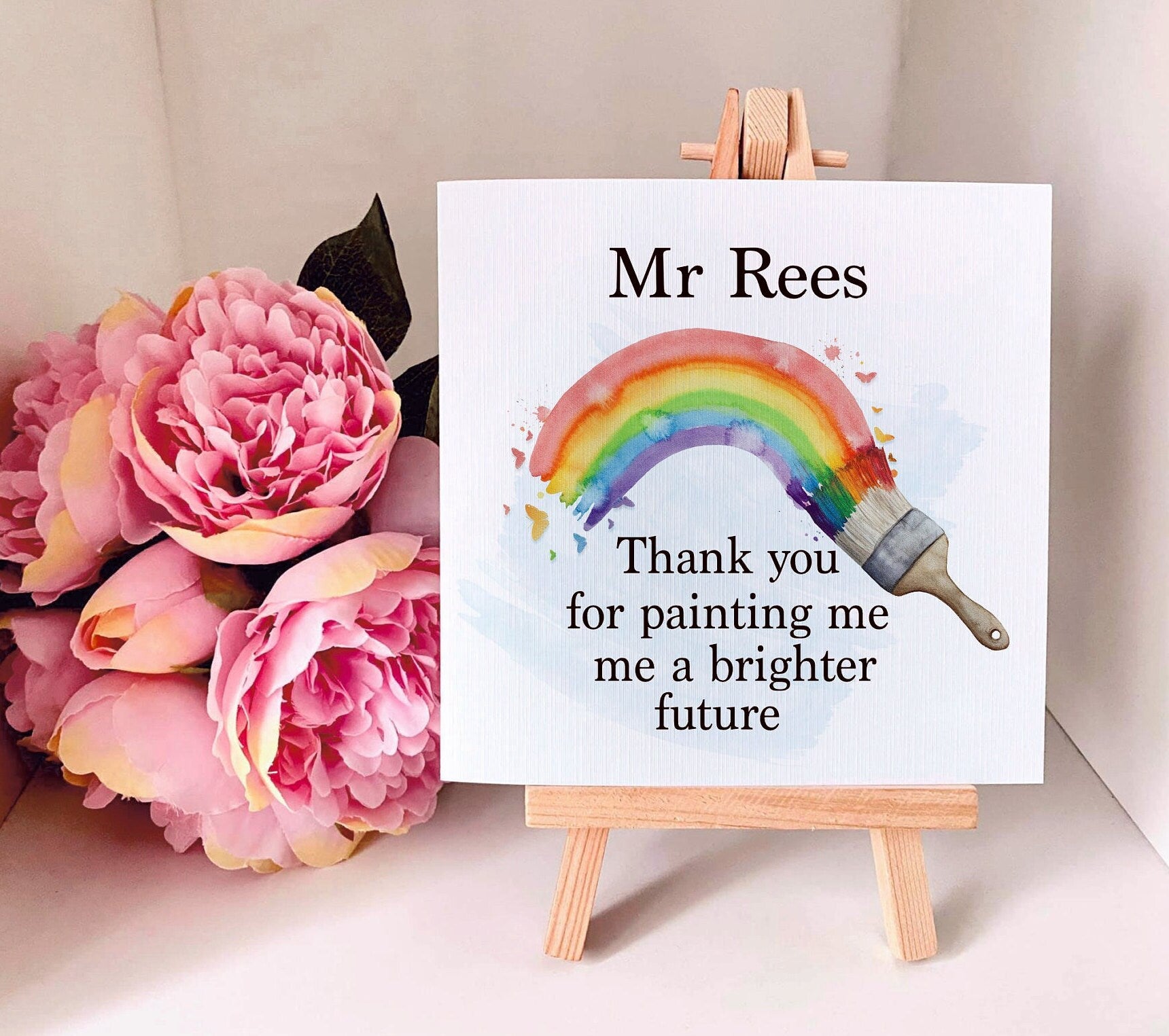 Teacher Card, Rainbow Teacher Card, Personalised Teacher Card, Headteacher Card, TA Card