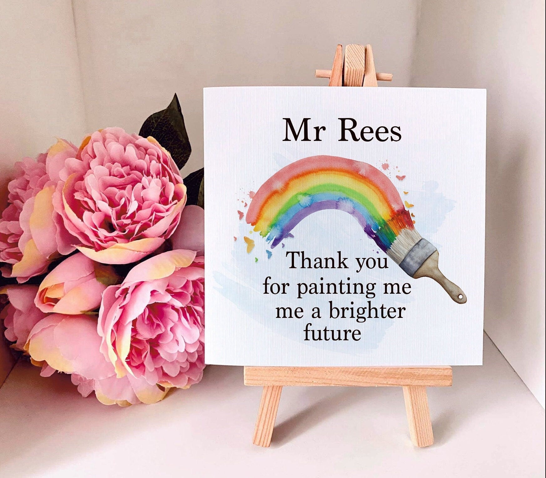 Teacher Card, Rainbow Teacher Card, Personalised Teacher Card, Headteacher Card, TA Card