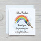 Teacher Card, Rainbow Teacher Card, Personalised Rainbow Paintbrush Teacher Card