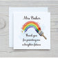 Teacher Card, Rainbow Teacher Card, Personalised Rainbow Paintbrush Teacher Card