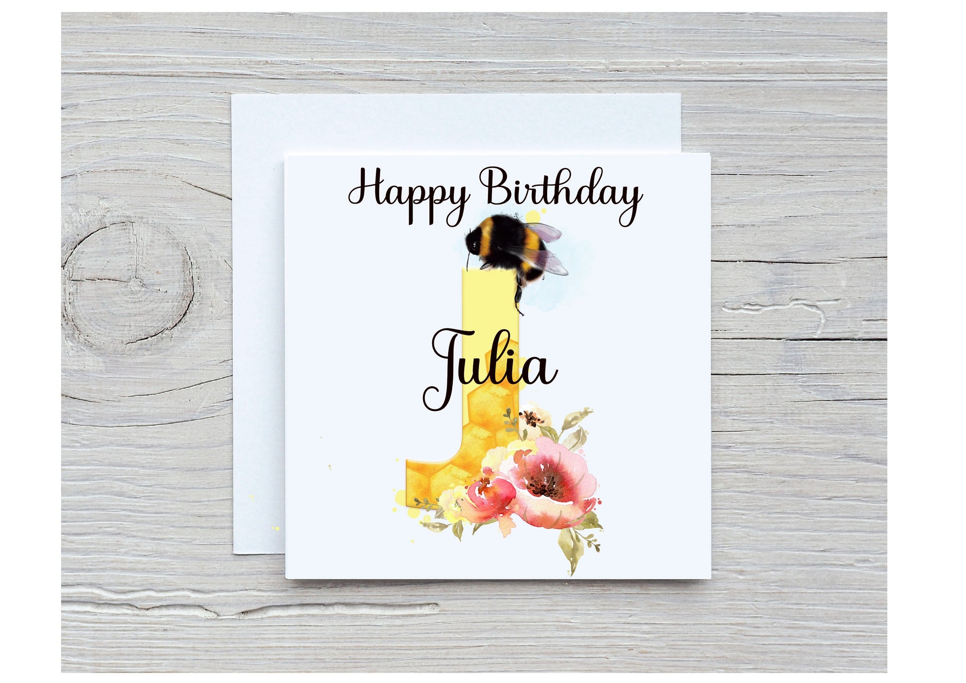 Bee Birthday Card, Personalised Bee Design Birthday Card, Personalised Greeting Card