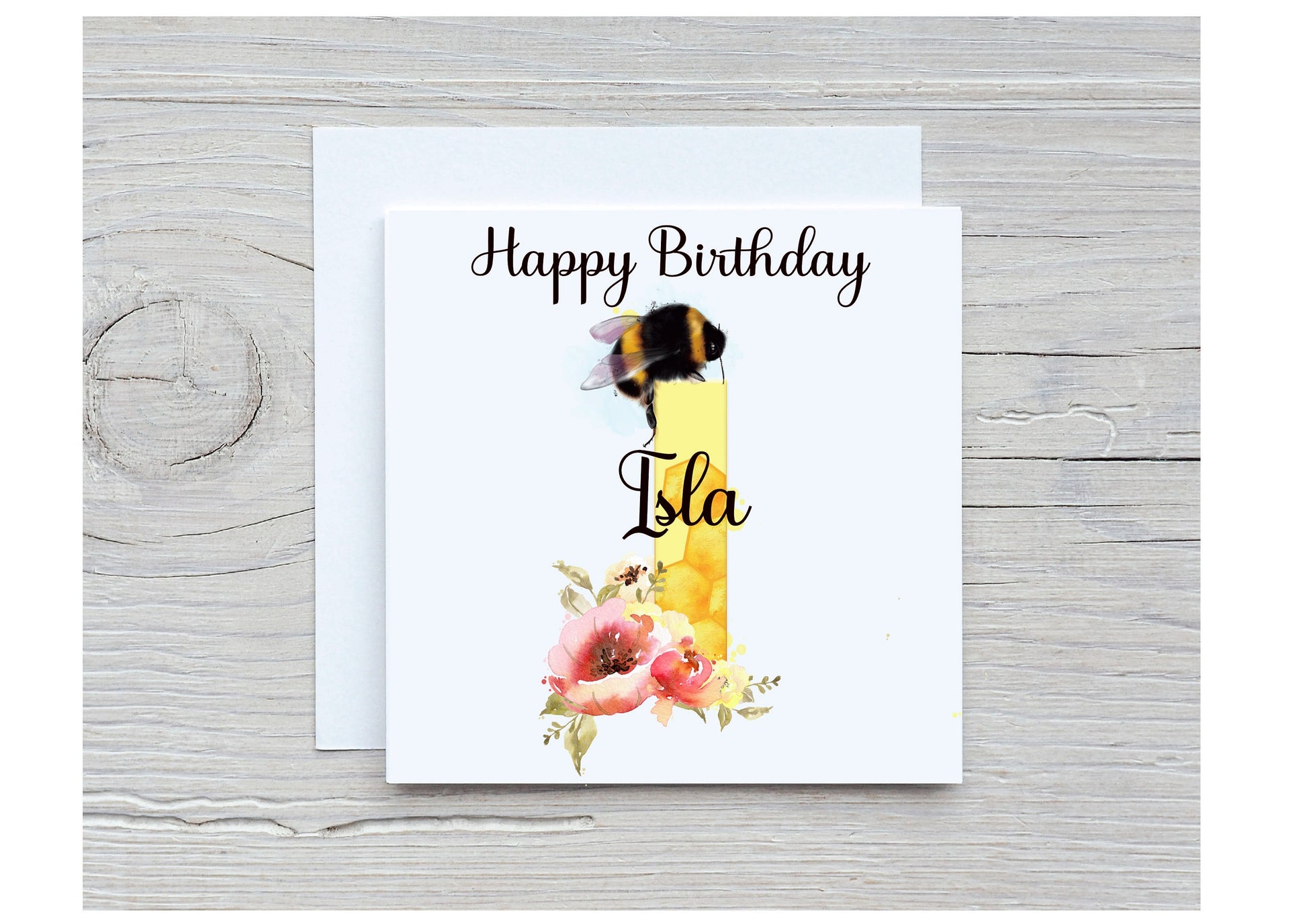 Bee Birthday Card, Personalised Bee Design Birthday Card, Personalised Greeting Card
