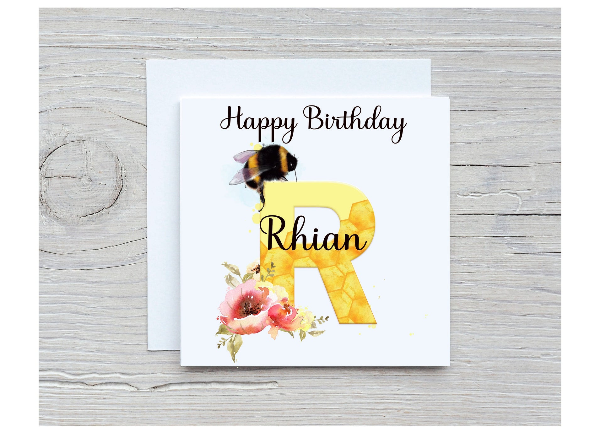 Bee Birthday Card, Personalised Bee Design Birthday Card, Personalised Greeting Card