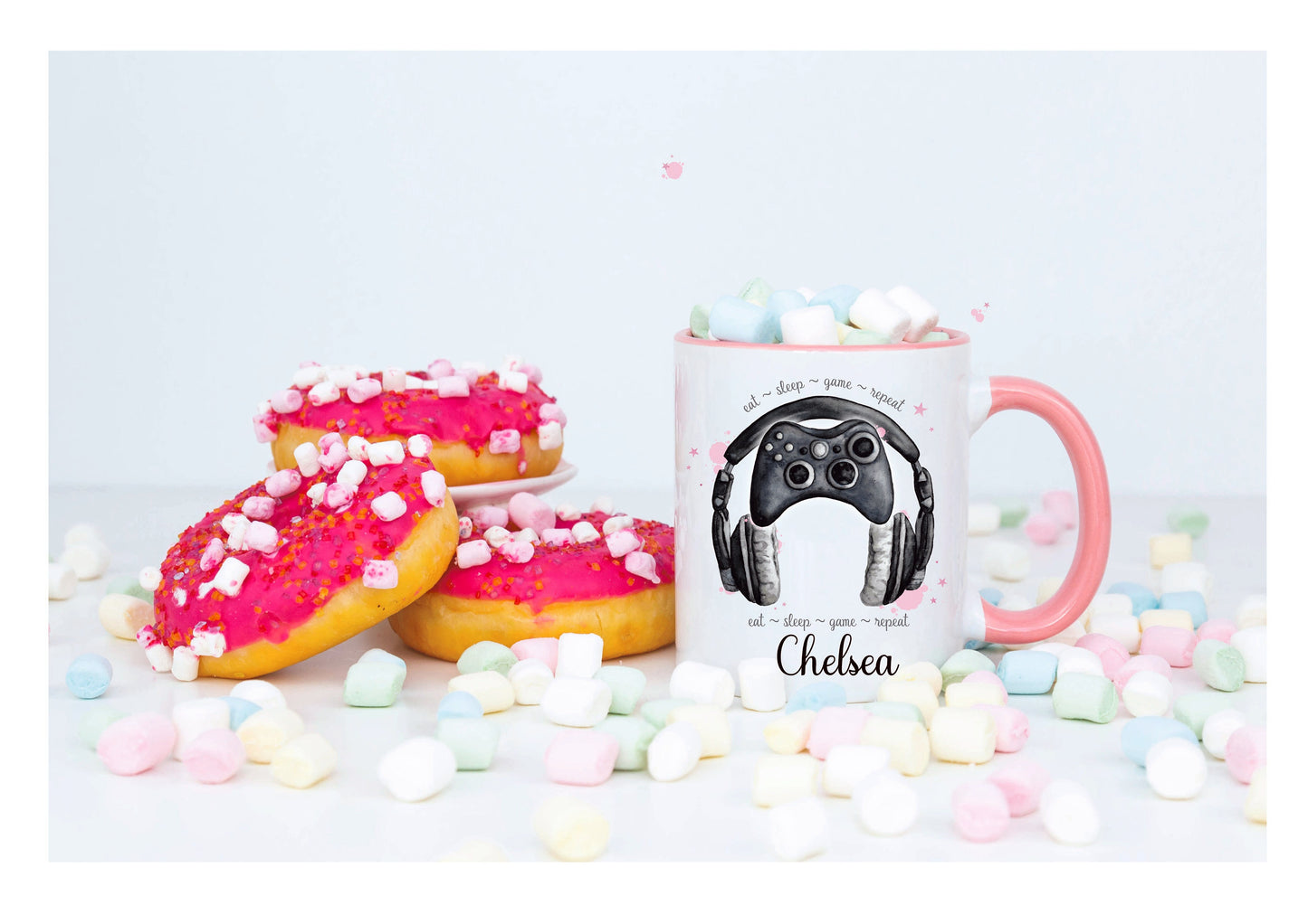 Gamer Girl Mug, Personalised Gamer Pink Mug, Gamer Controller Mug,