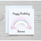 Nanna Rainbow Birthday Card, Special Friend Birthday Card, Rainbow Design Birthday Card, Rainbow and Flowers Birthday Card