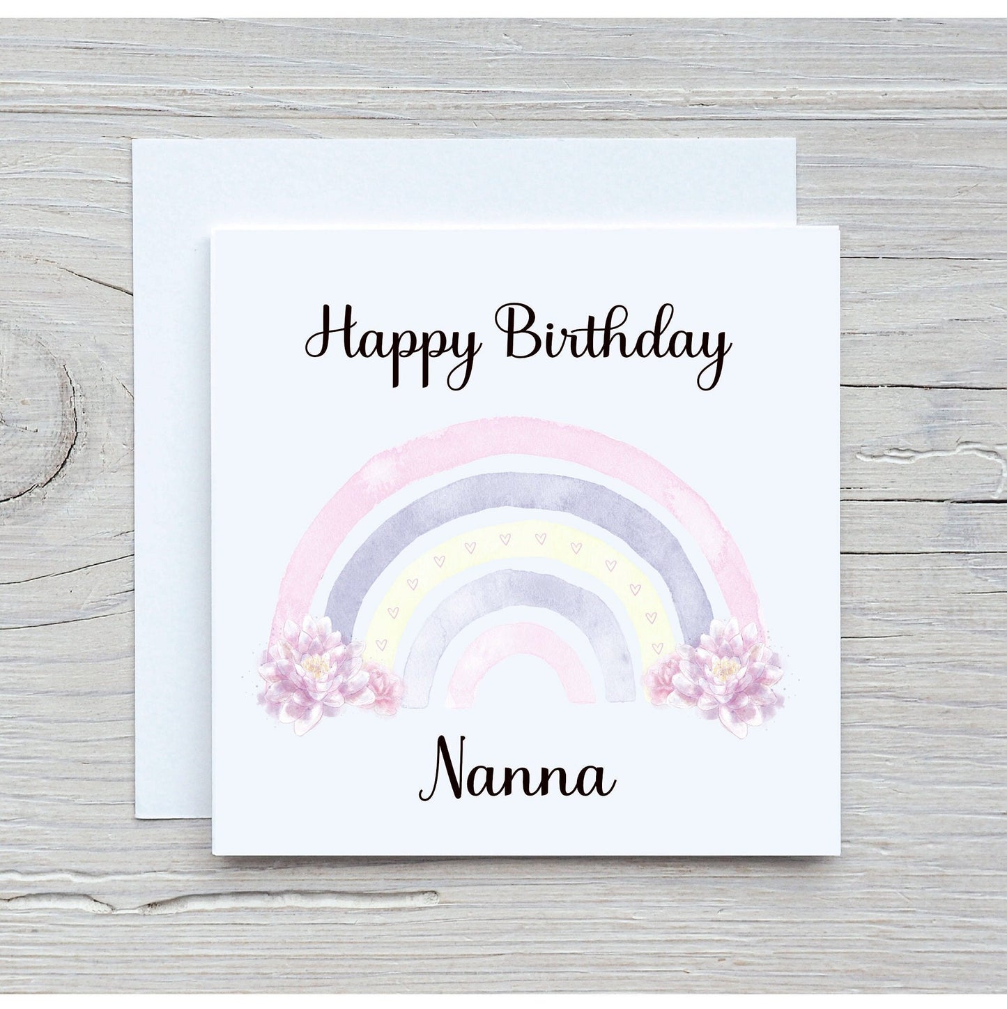 Nanna Rainbow Birthday Card, Special Friend Birthday Card, Rainbow Design Birthday Card, Rainbow and Flowers Birthday Card