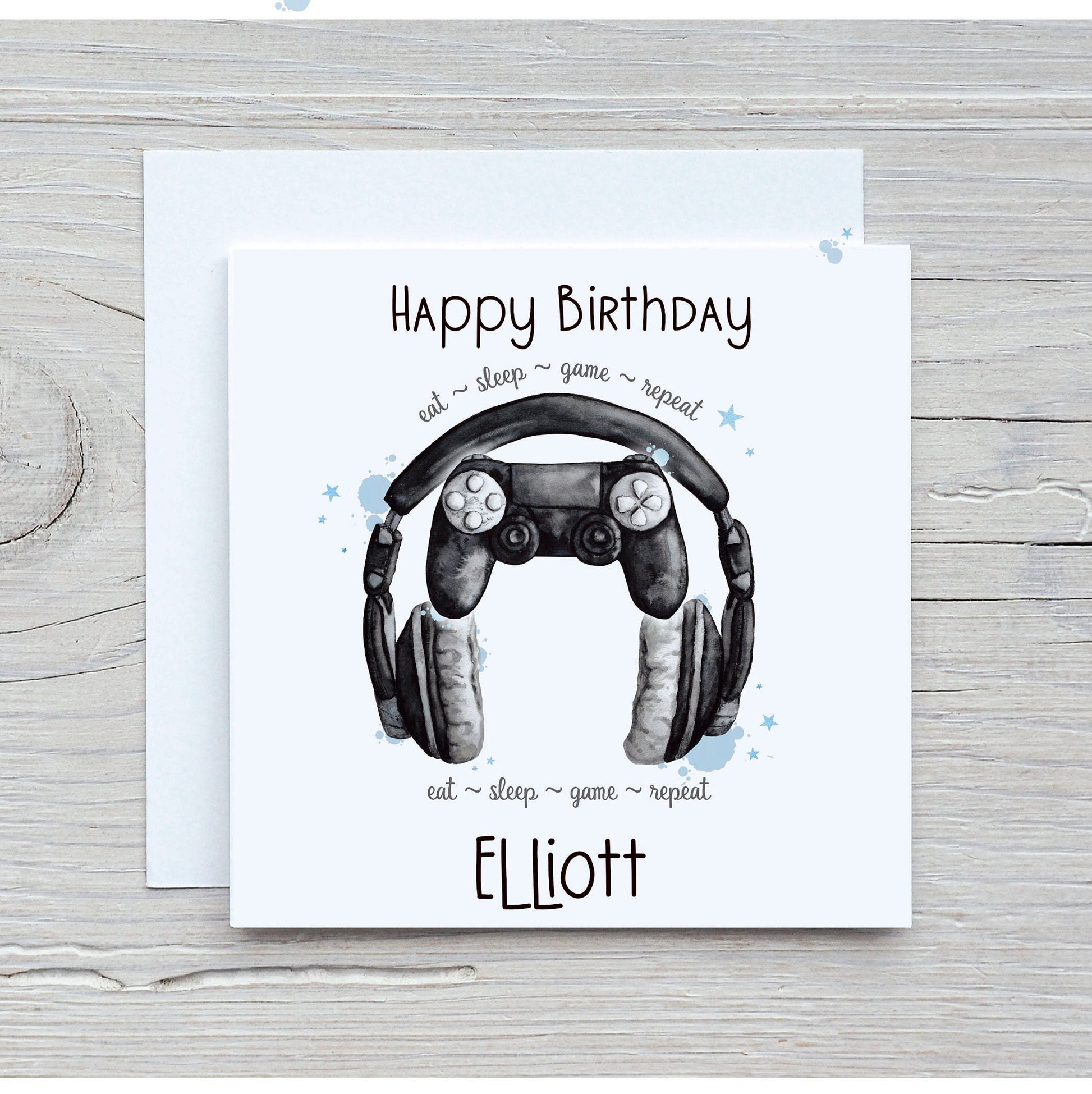 Gamer Birthday Card, Controller And Headset Birthday Card, Card For Him, Personalised Gamer Birthday Card