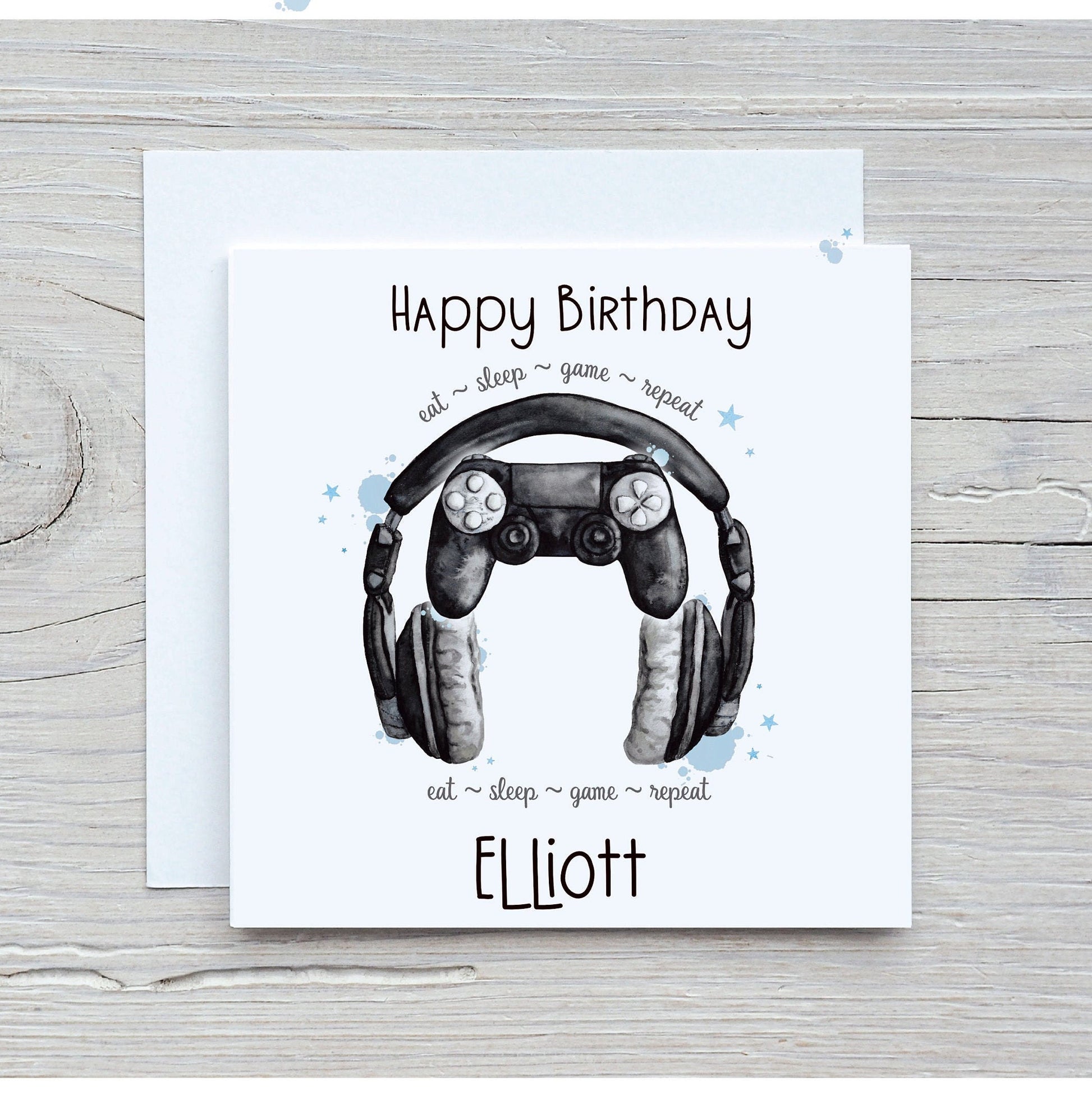 Gamer Birthday Card, Controller And Headset Birthday Card, Card For Him, Personalised Gamer Birthday Card