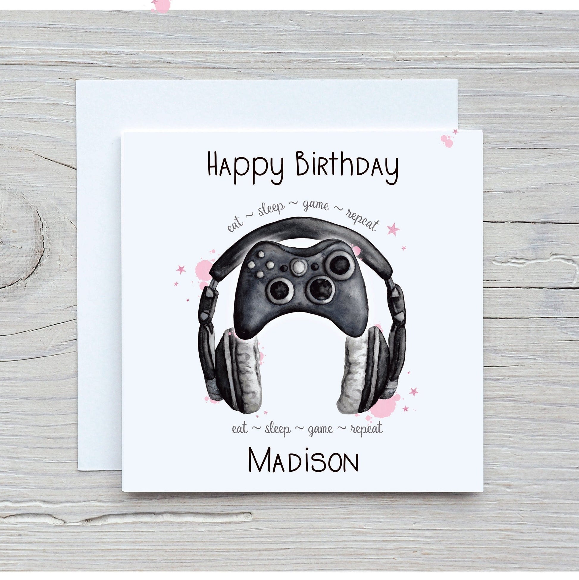 Gamer Girl Birthday Card, Teenager BIRTHDAY CARD, Controller And Headset Birthday Card, Card For Her, Personalised Gamer Birthday Card