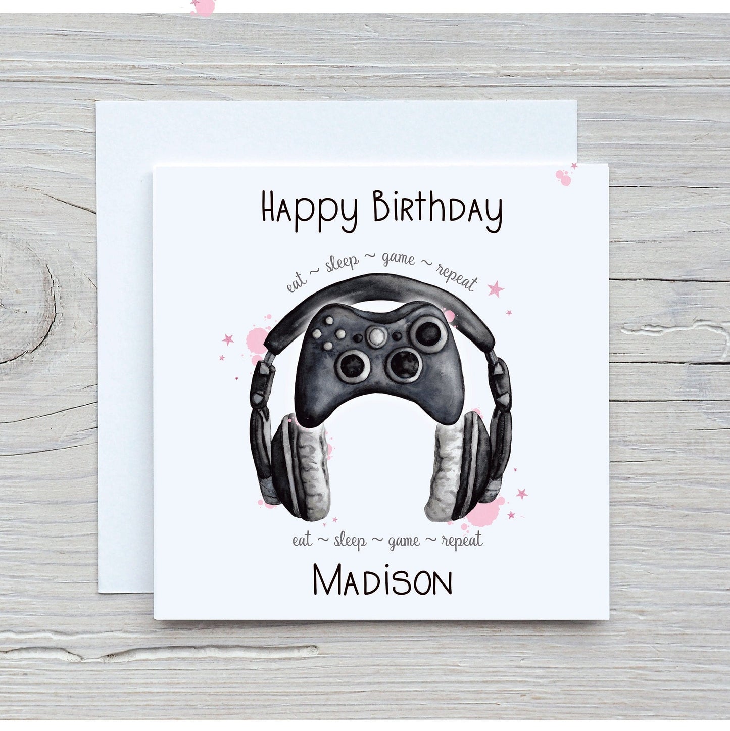 Gamer Girl Birthday Card, Teenager BIRTHDAY CARD, Controller And Headset Birthday Card, Card For Her, Personalised Gamer Birthday Card