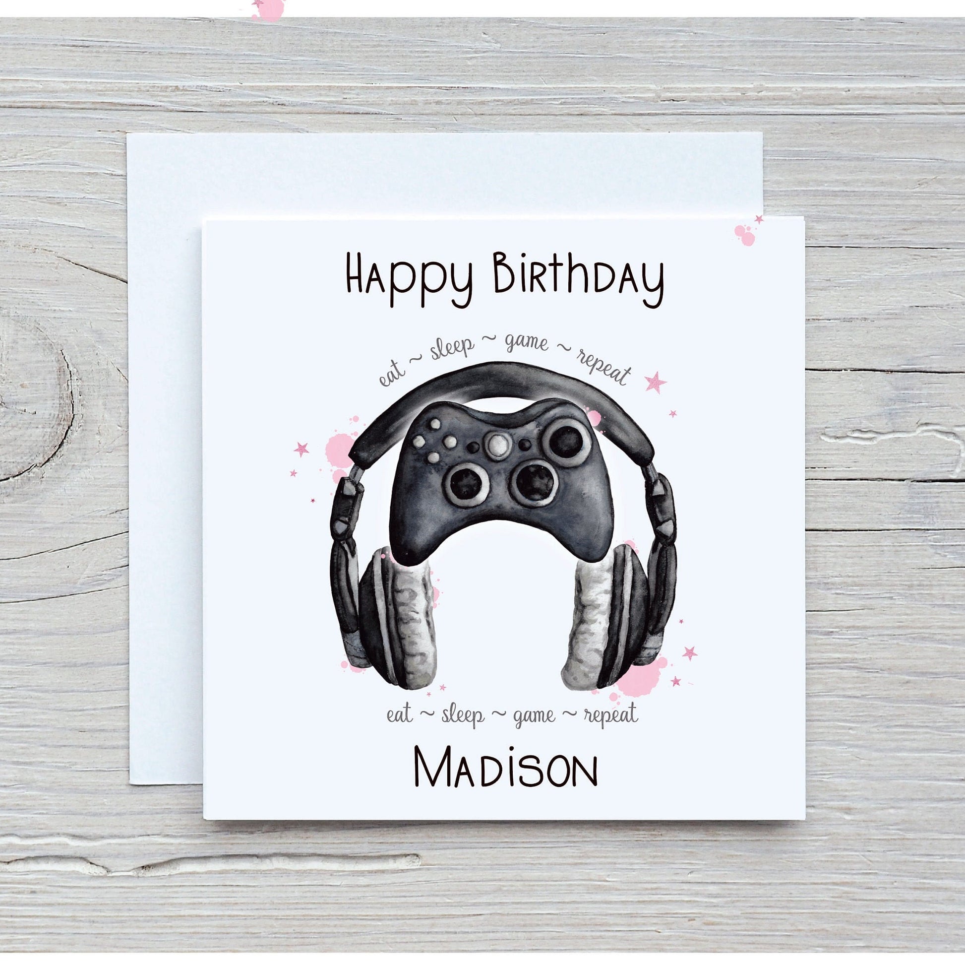 Gamer Girl Birthday Card, Teenager BIRTHDAY CARD, Controller And Headset Birthday Card, Card For Her, Personalised Gamer Birthday Card