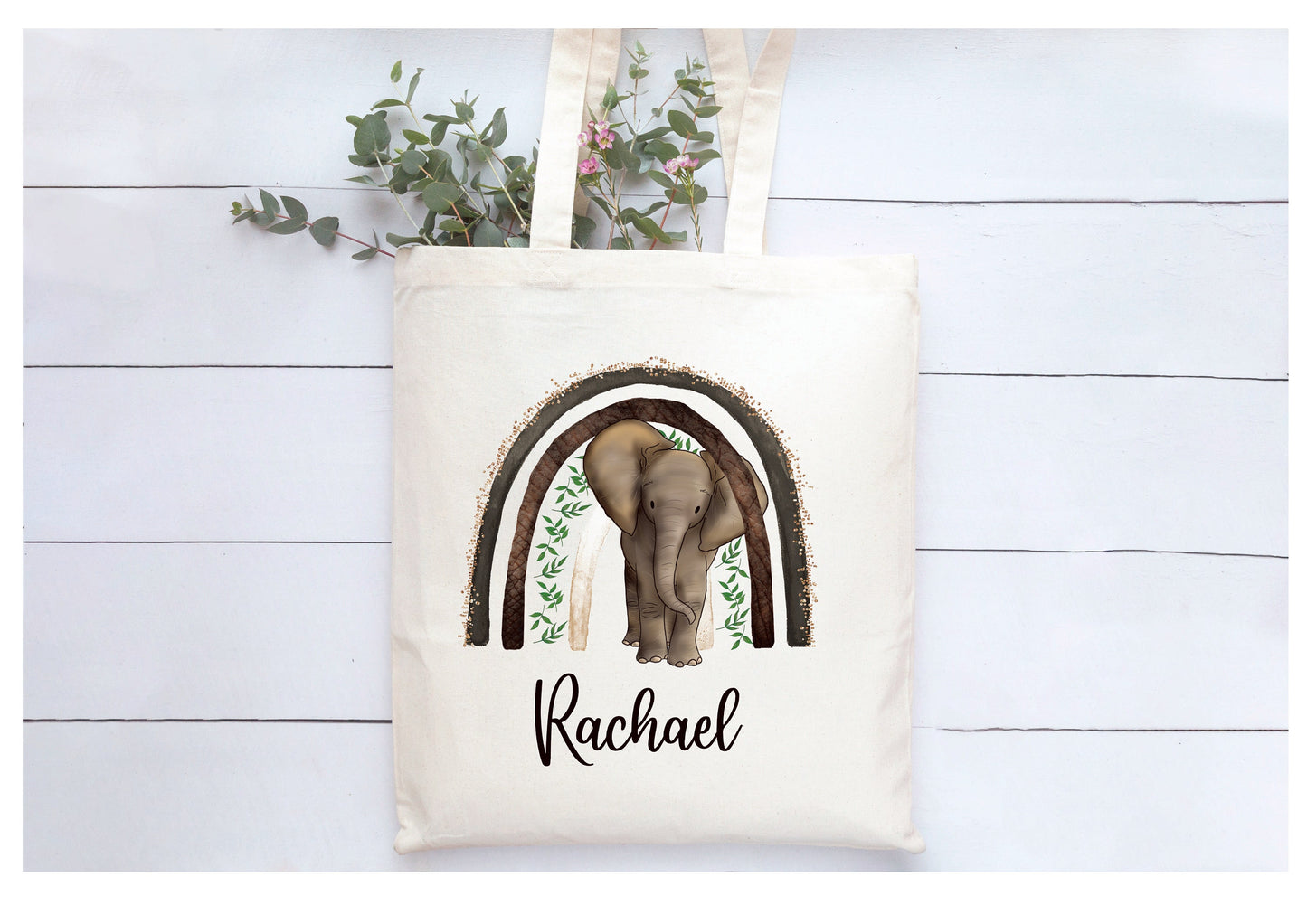 Elephant Tote Bag, Personalised Elephant Design Tote Bag, Personalised Tote Bag Gift, Personalised Shopping Bag