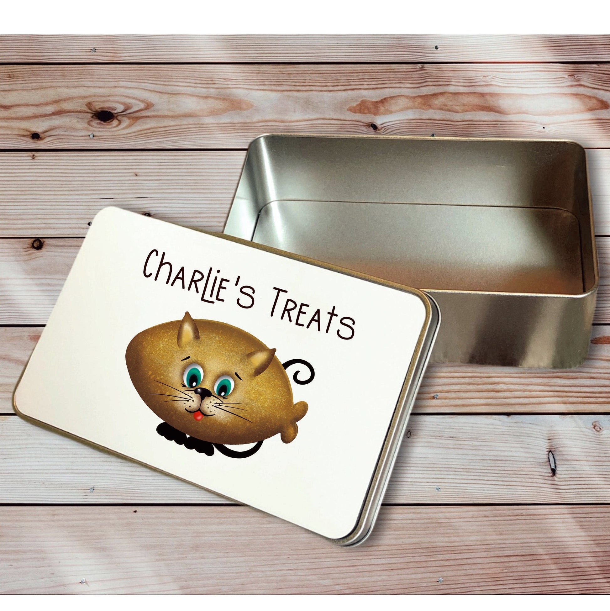Cat Treat Tin, Cat Biscuit Tin, Personalised Cat Biscuit Storage Tin, Dog Biscuit Tin