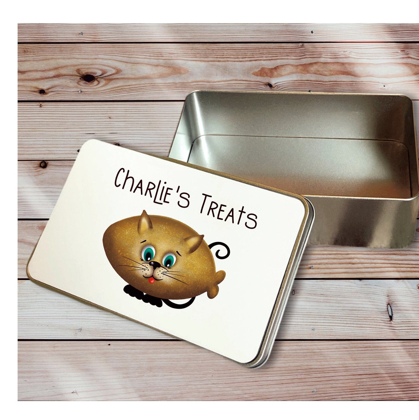 Cat Treat Tin, Cat Biscuit Tin, Personalised Cat Biscuit Storage Tin, Dog Biscuit Tin