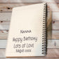 Personalised Notebook, Mothers Day Gift for Mum, Nan, Nanna, Nana. Spiral Bound Personalised Notebook