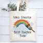 Best Teacher Tote Bag Gift, Personalised Teacher Rainbow Design Tote Bag, Personalised Tote Bag Gift