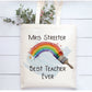 Best Teacher Tote Bag Gift, Personalised Teacher Rainbow Design Tote Bag, Personalised Tote Bag Gift