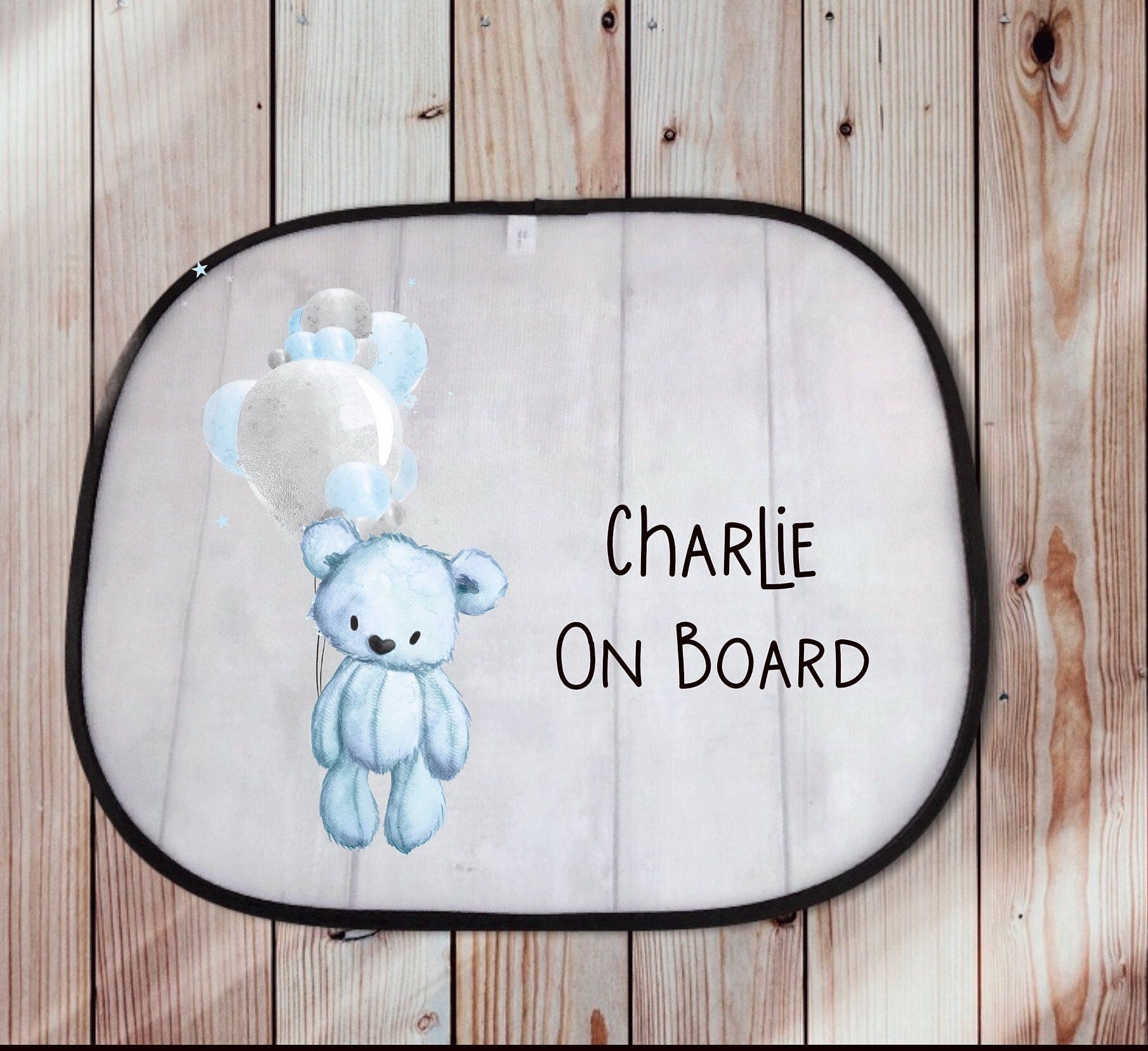 Car Sun Shade, Personalised Car Sun Visor, Balloon Bear Design