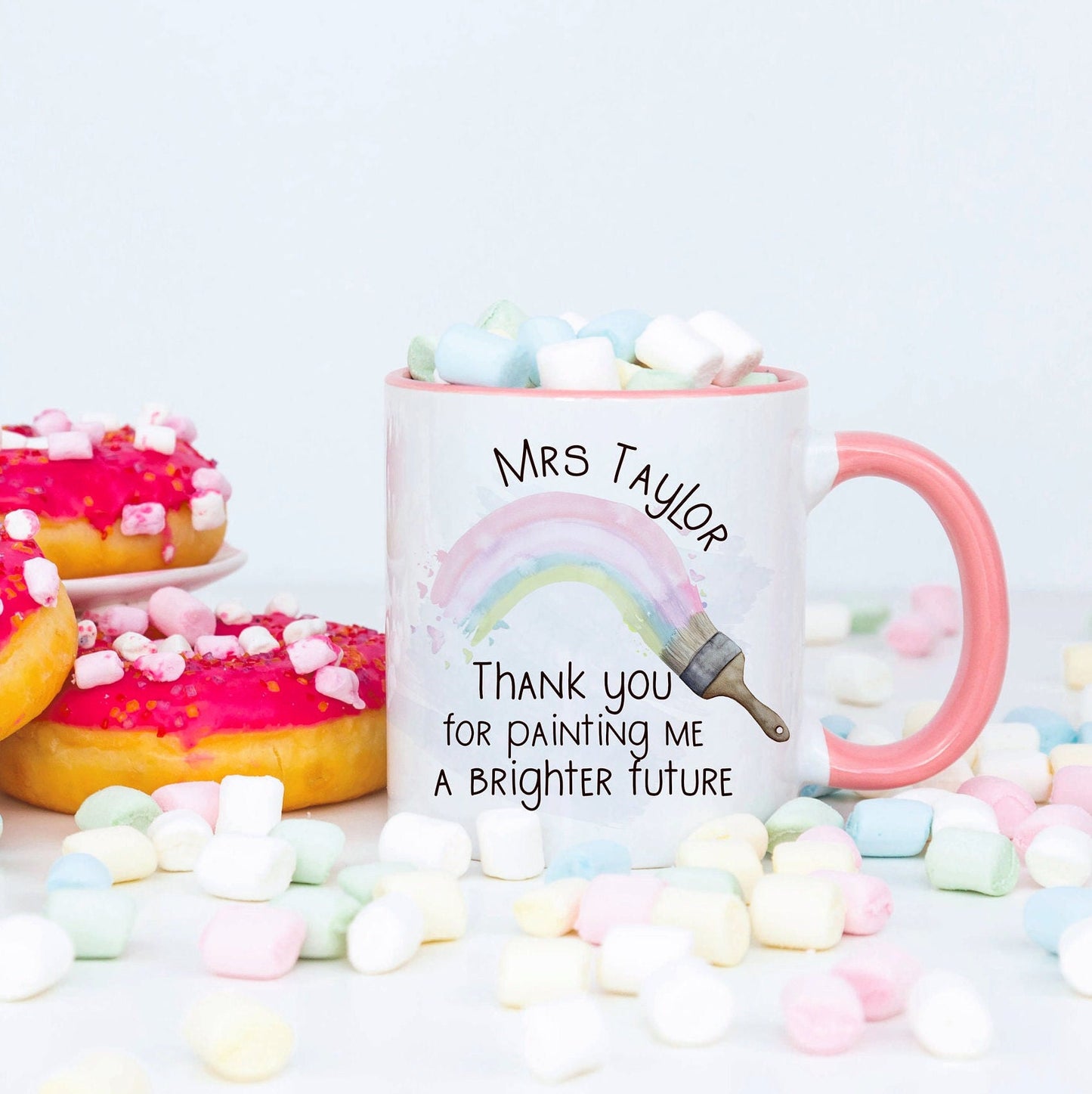 Teacher Thank You Mug Set, Teacher Appreciation Gift, Thank You For Painting Me A Brighter Future, Rainbow Teacher Gift, Teacher Mug